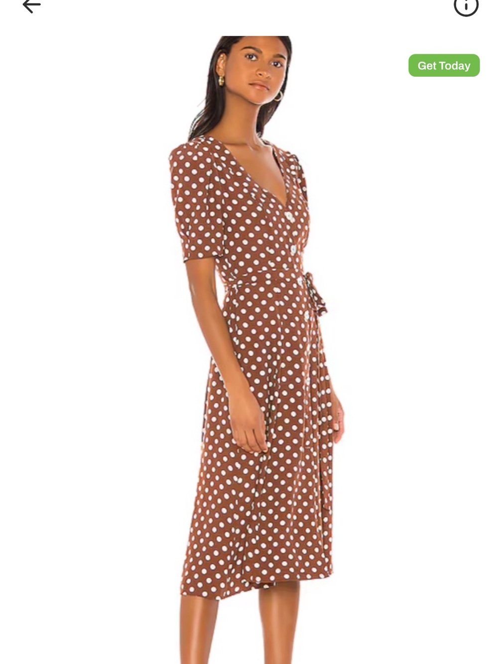 LPA Brown Polka Dot Wrap Midi Dress - Picture 2 of 2